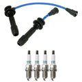 NGK Wire Set & Denso 4 Double Iridium Spark Plugs for Sportage 2.0 L4