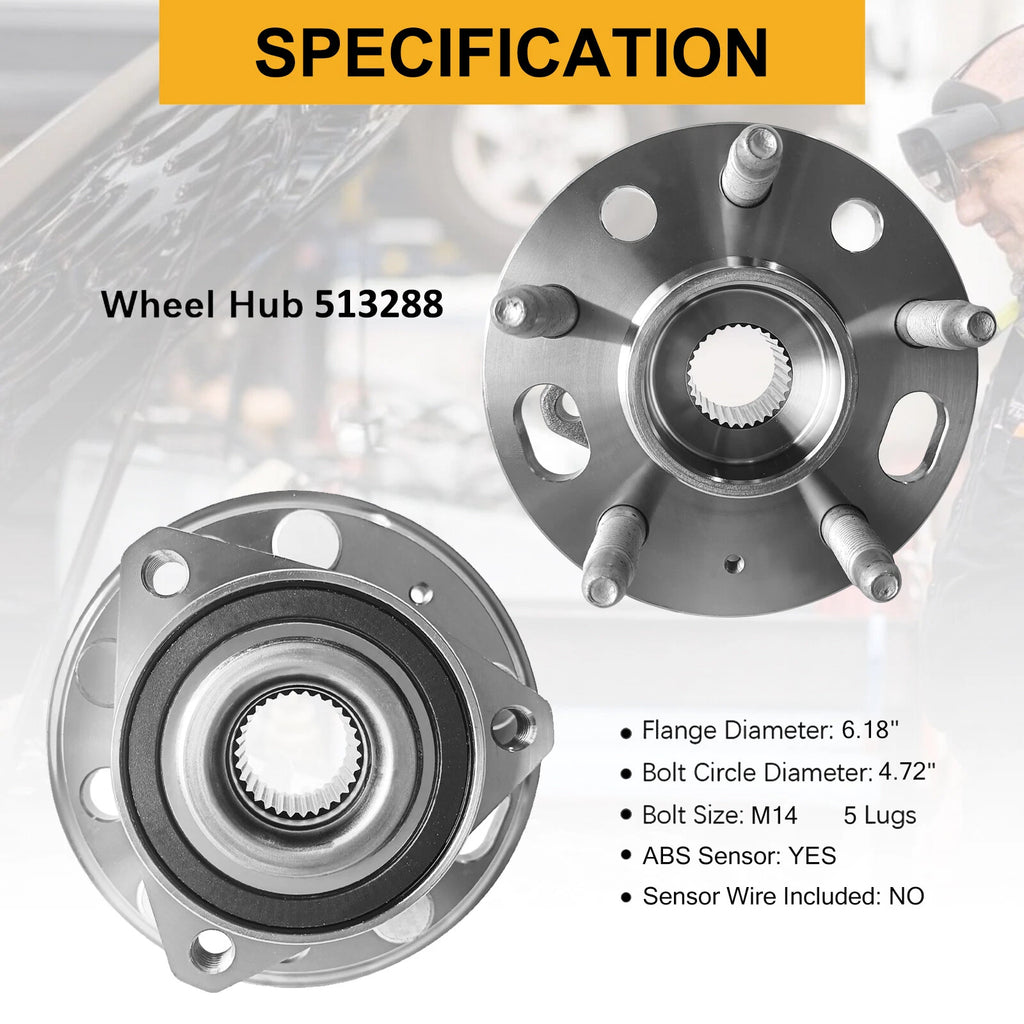 Front or Rear Wheel Bearing and Hubs for Chevy Malibu Equinox Impala GMC Terrain (2008–2023)