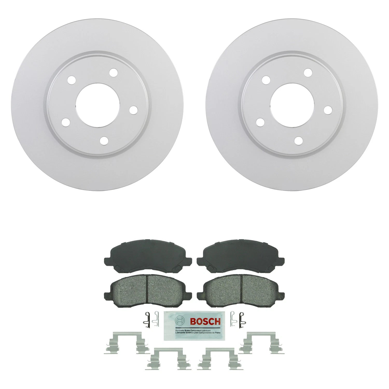 Set of 4 Bosch Front Rotors & Blue Ceramic Disc Brake Pads for Caliber Lancer (2007–2016)
