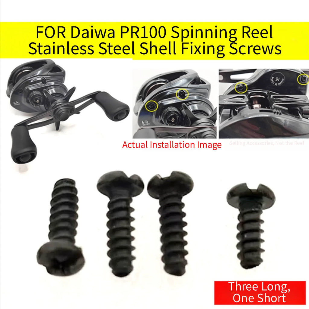 Set of 4 Stainless Steel Black Screws for Daiwa PR100 PD106 Fishing Reel