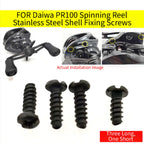 Set of 4 Stainless Steel Black Screws for Daiwa PR100 PD106 Fishing Reel
