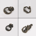 Set of 10 Antique Drop Ring Handle Pulls for Cabinets and Drawers