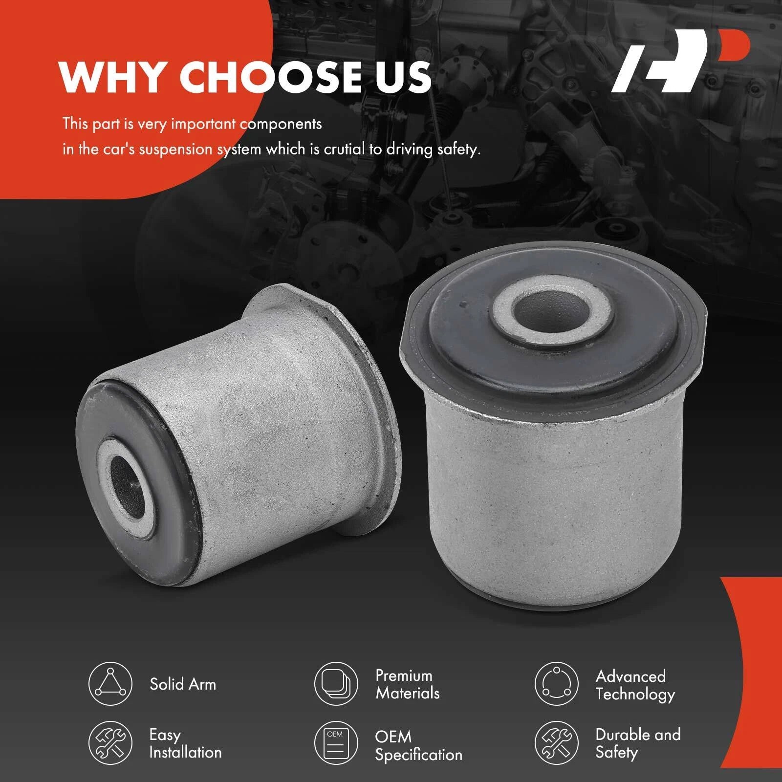 2X Front Upper Side Control Arm Bushing for Dodge Ram 1500 (2002-2005)