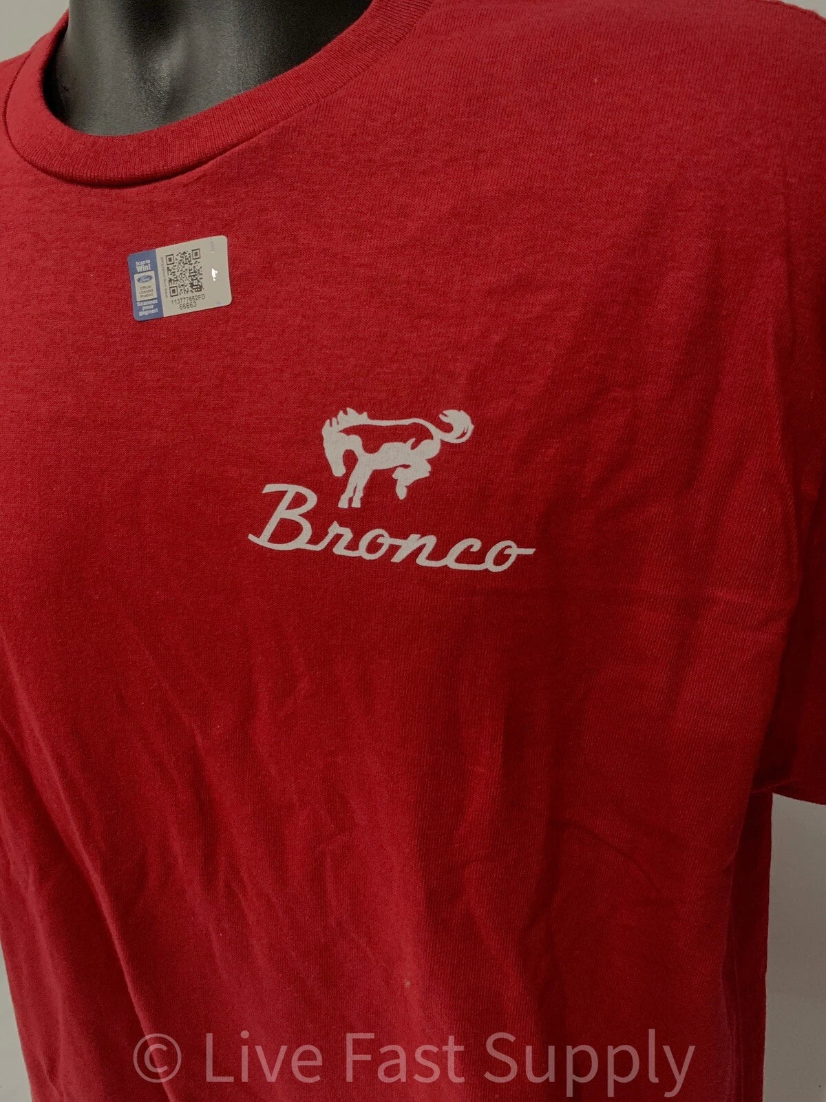 Ford Bronco T Shirt Red 1st Gen Off Road Emblem for 1966–1977 Models