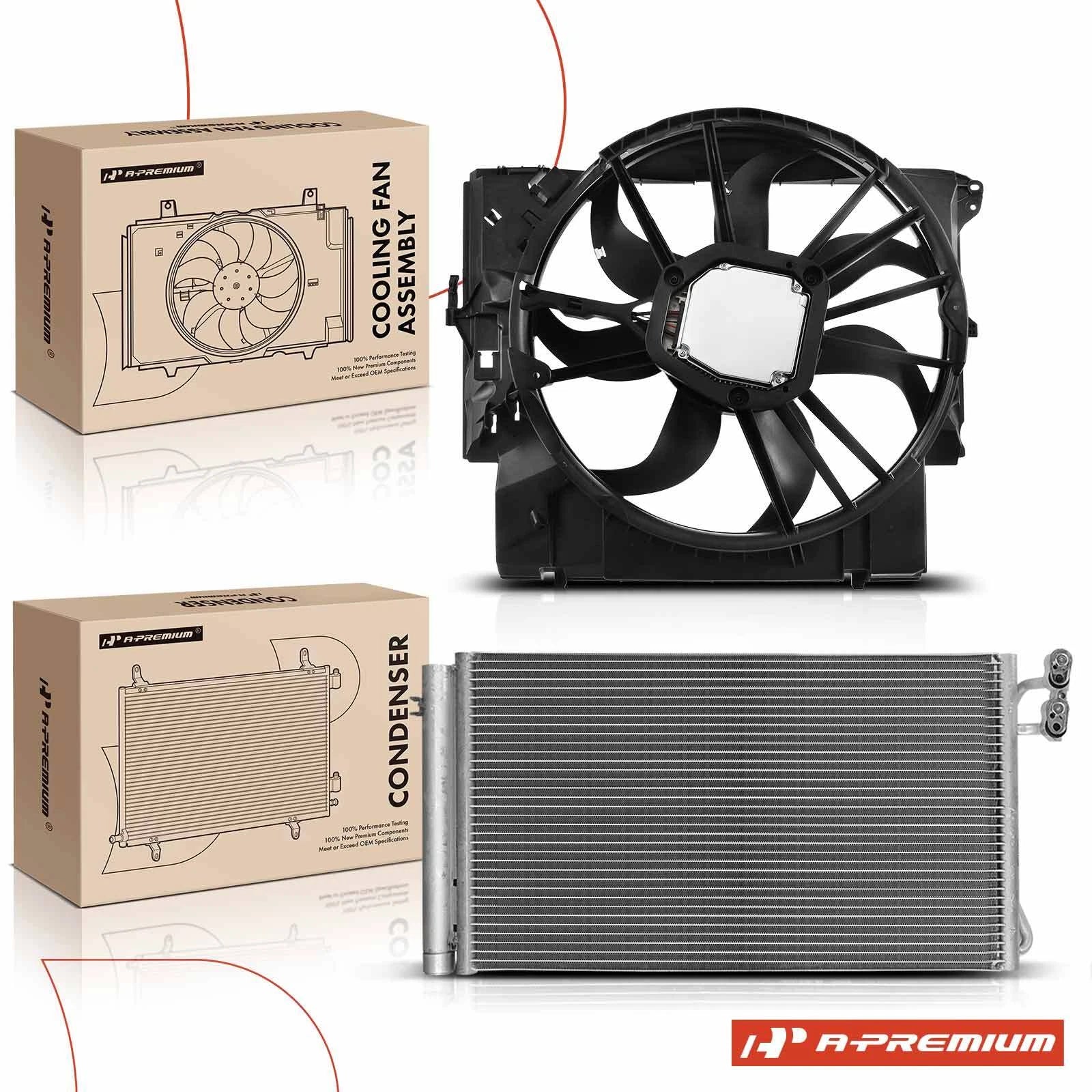 A/C Condenser & Cooling Fan Assembly Kit for BMW 135i, 335i (2008–2013)