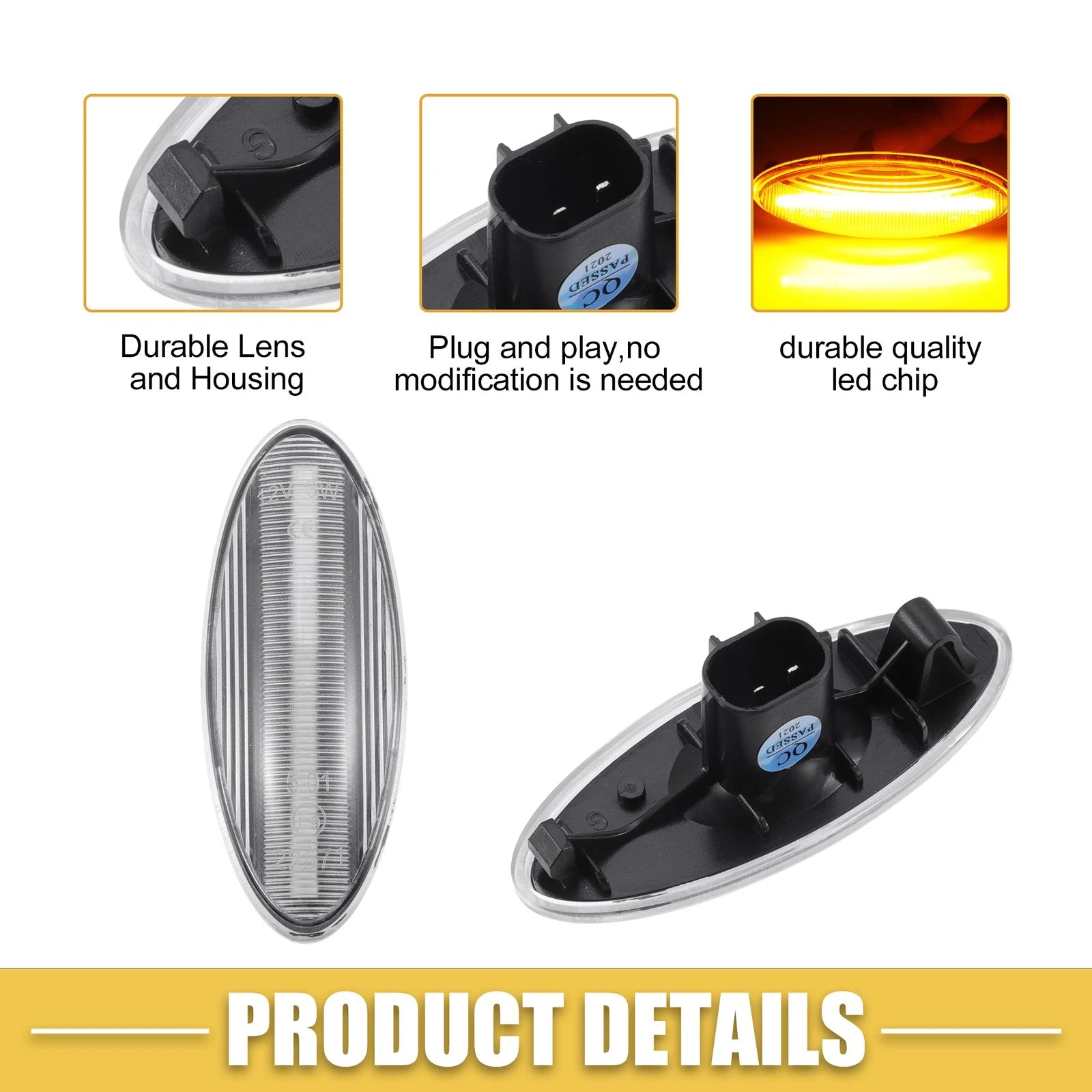 Pair Front LED Side Marker Lights for Toyota Yaris (2010–2017) 81730-02, 718844746069