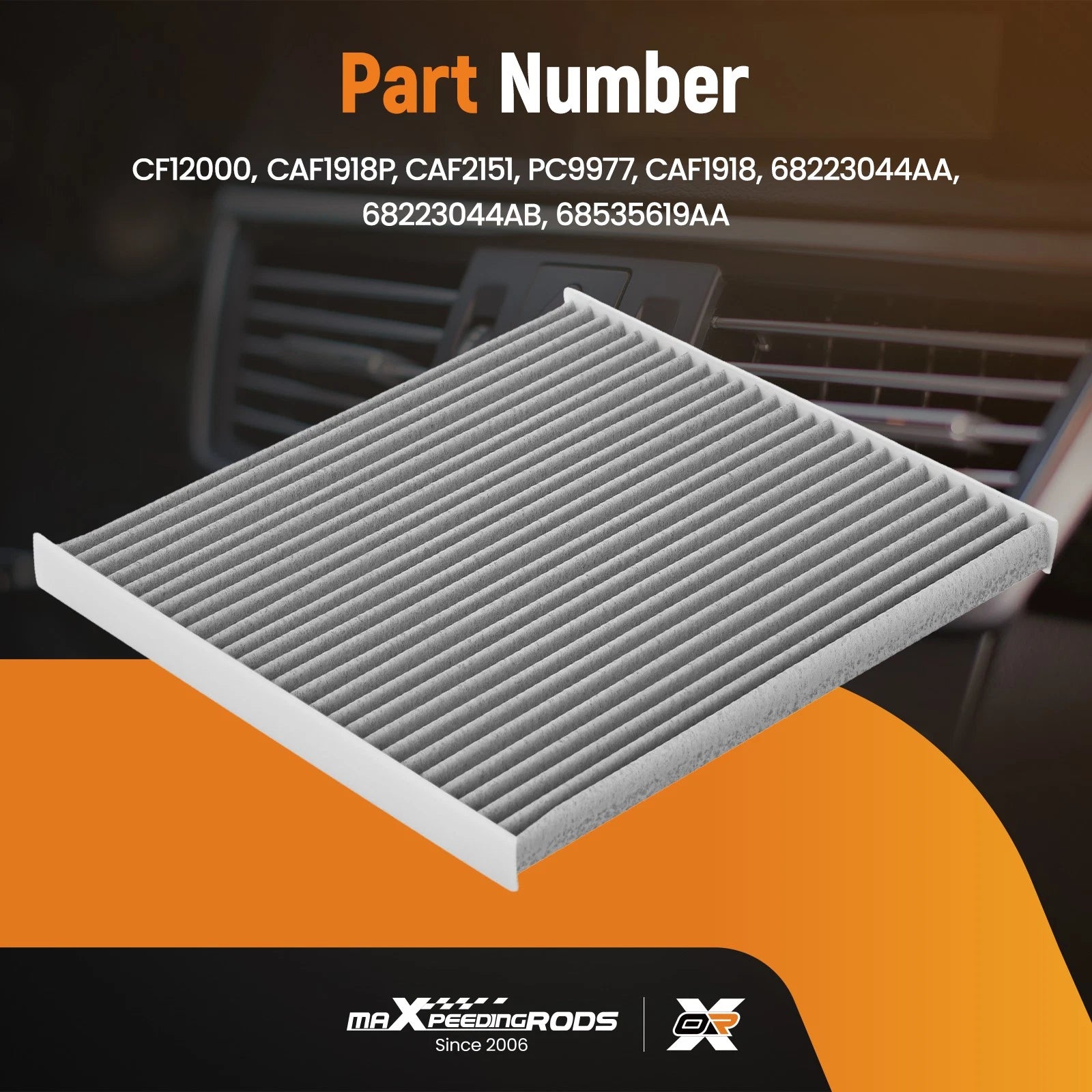 Cabin Air Filter for Chrysler 200 (2015–2017), Jeep Cherokee (2014–2020) 68223044AA
