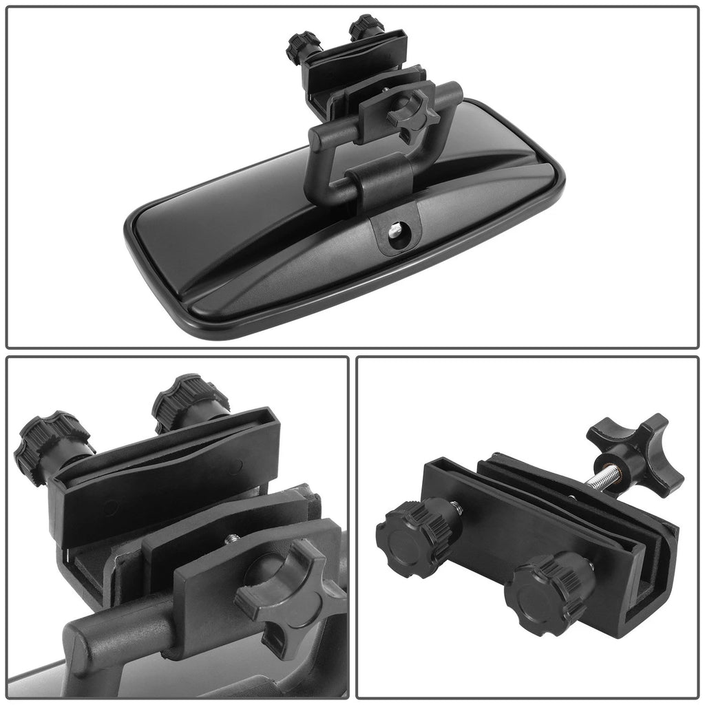 Rearview Mirror Cover Clamp for Universal Yacht (Black ABS, White Glass)