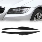 Headlight Eye Lid Cover Sticker for BMW E90 Carbon Fiber Pattern Black
