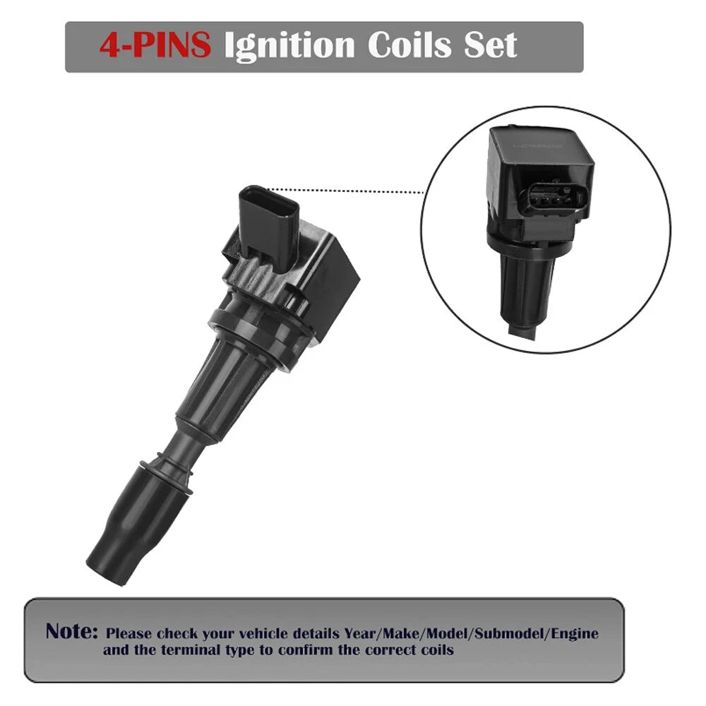 4X Ignition Coils + 4X Iridium Spark Plugs for Hyundai Sonata, Kia Optima (2011–2019)