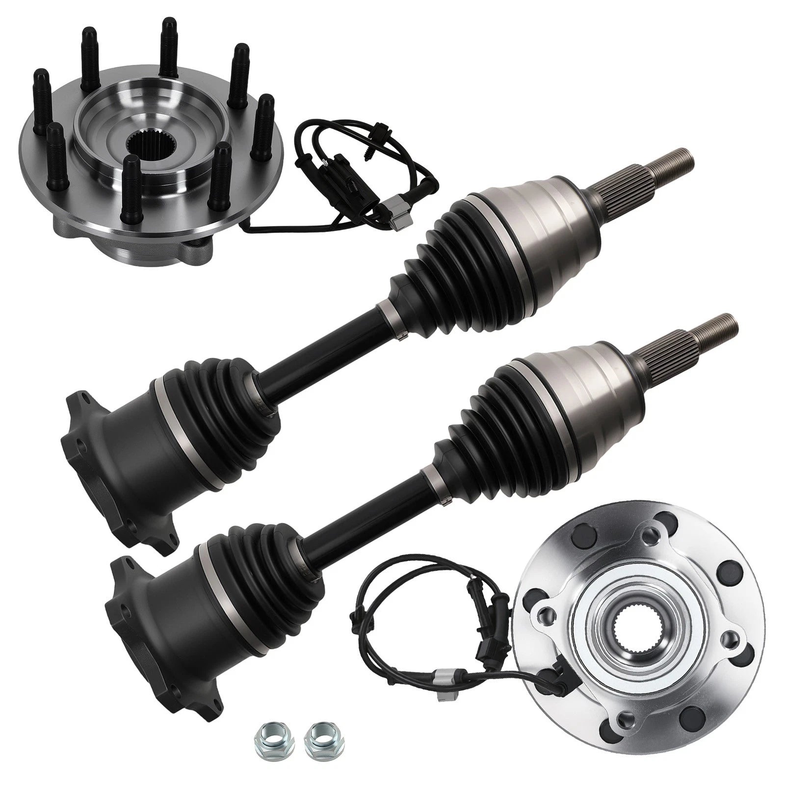 Front CV Axle Wheel Hubs Kit for GMC Chevy Silverado Sierra 1500 2500 3500 (2007–2019)