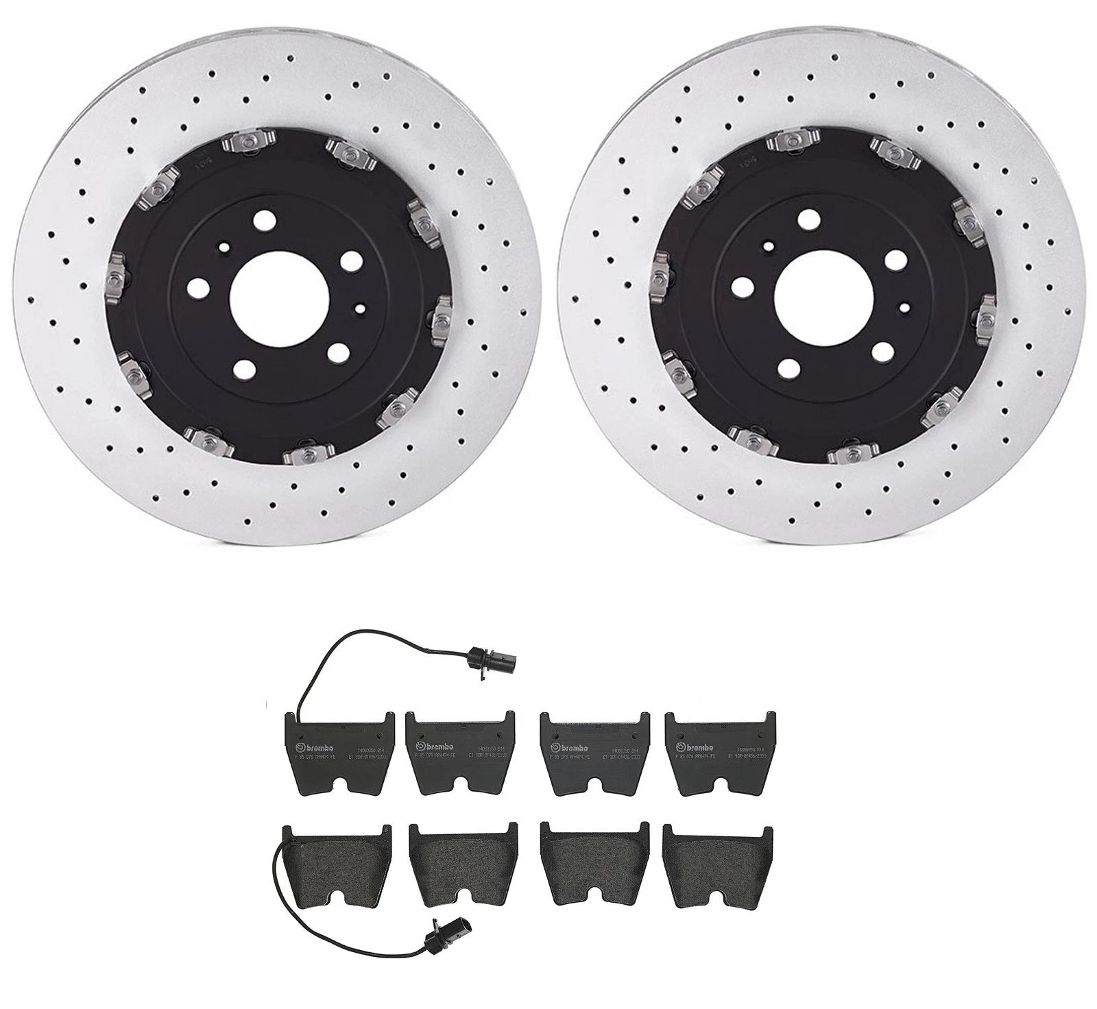 Brembo Front Brake Kit with Low-Met Pads & Drilled Disc Rotors for Audi RS4 (2007–2008)