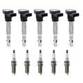 Set of 5 Ignition Coils & Denso Iridium Spark Plugs for Audi TT RS Quattro (2012)