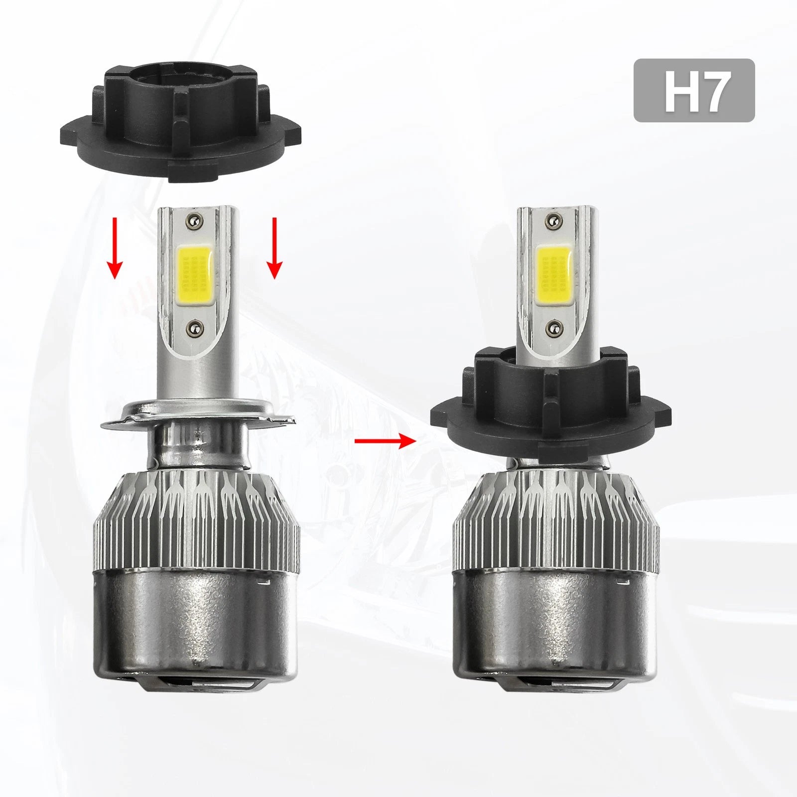Set of 2 H7 LED Headlight Adapter Bases for Volkswagen Polo 