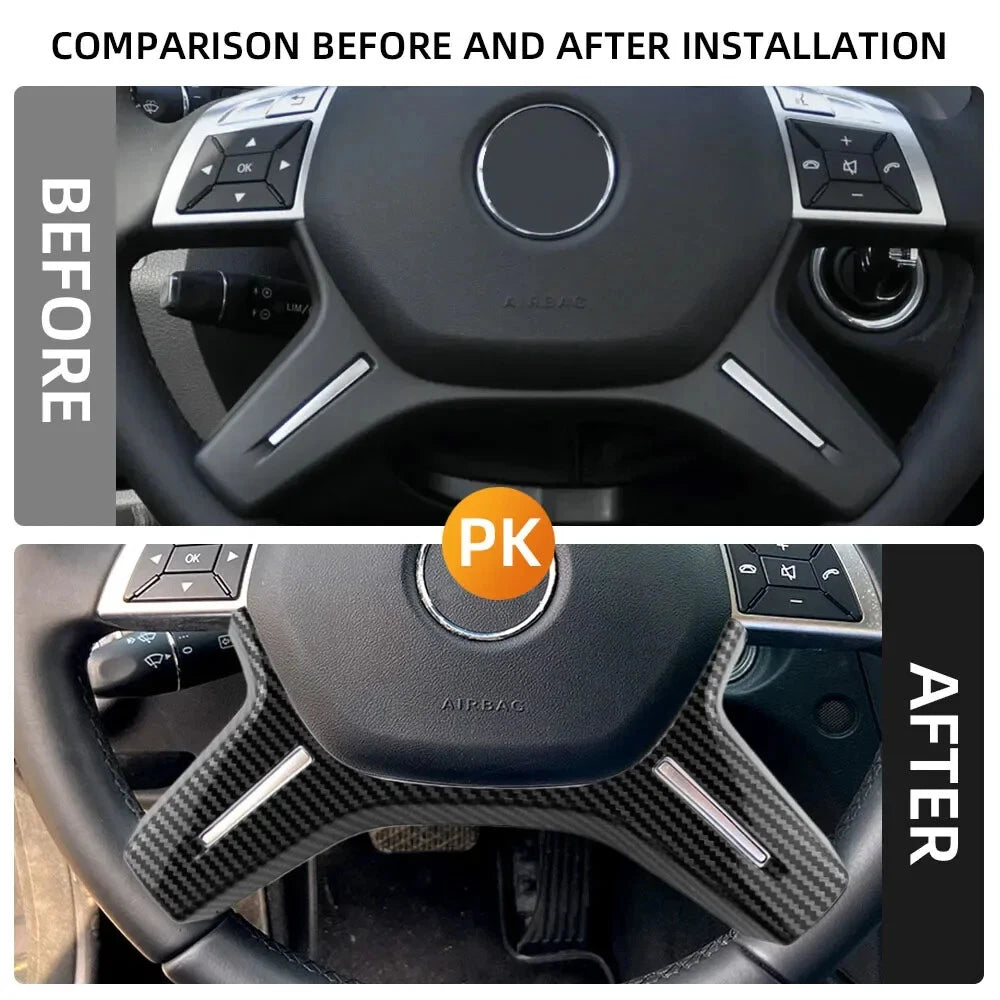 Carbon Look Steering Wheel Trim Cover for Mercedes-Benz ML-Class W166 (2011–2014)