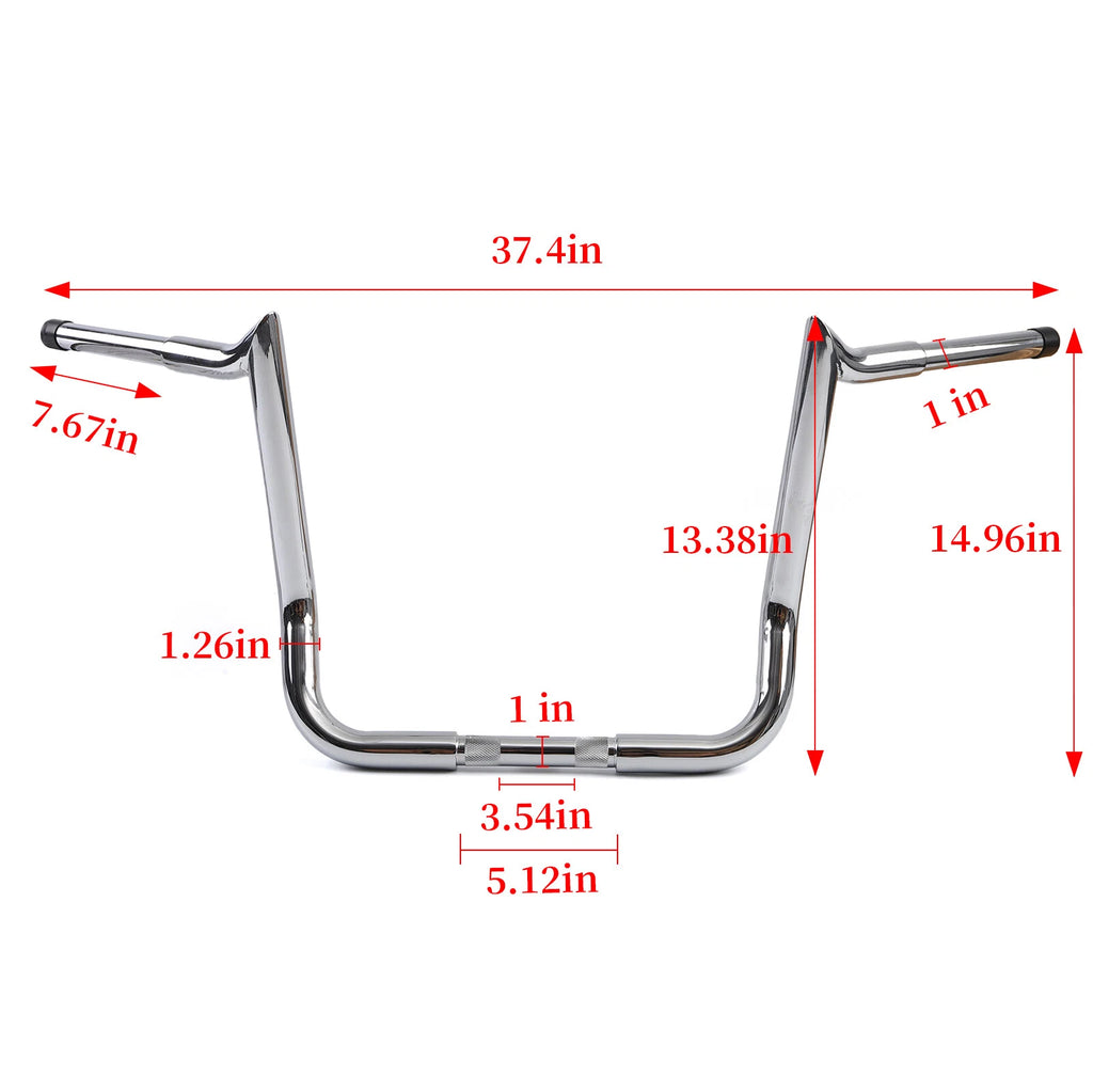 14" Meathook Ape Hanger Handlebars for Harley Touring Street Electra Glide