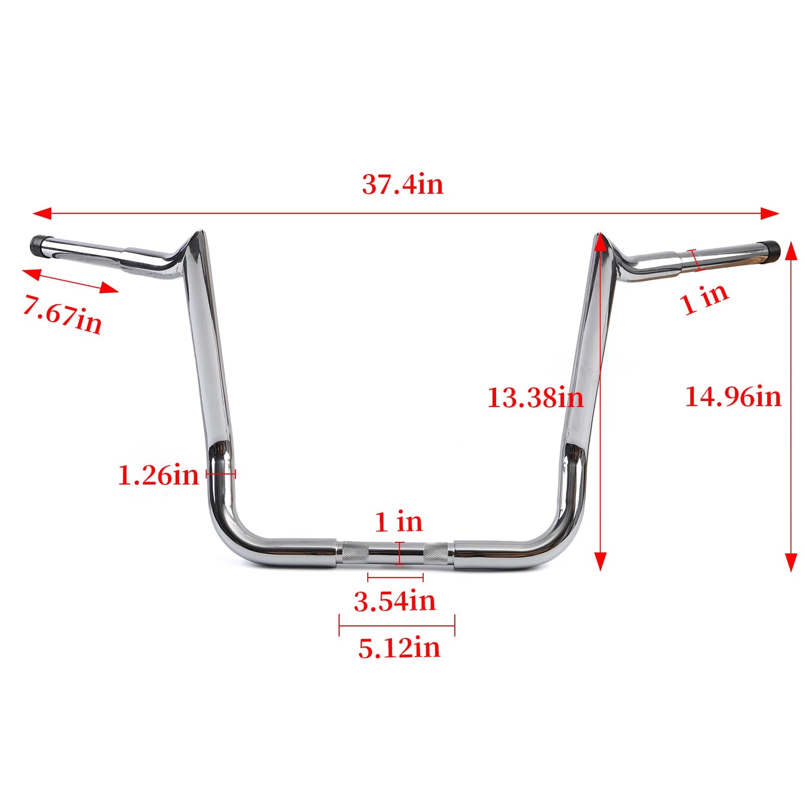 14" Meathook Ape Hanger Handlebars for Harley Touring Street Electra Glide