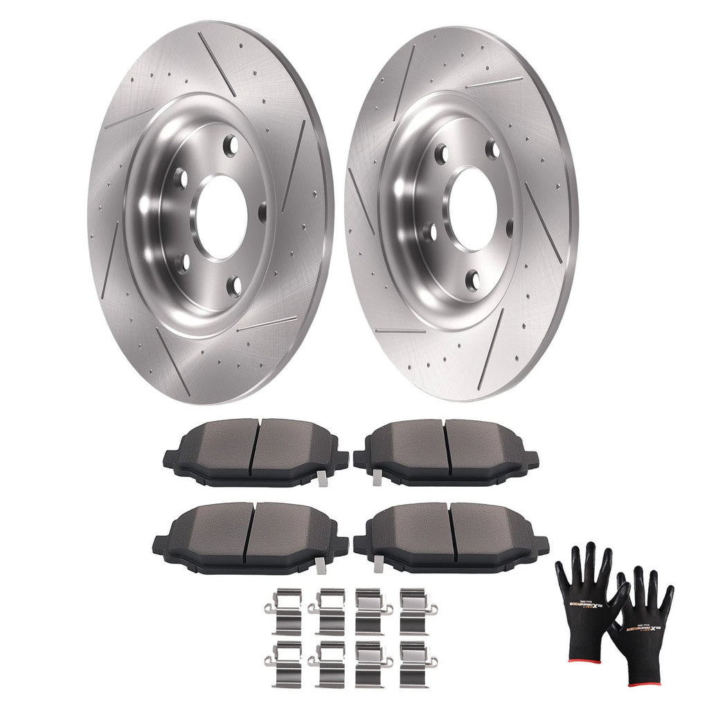 Rear Brake Rotors & Ceramic Pads Kit for Dodge Grand Caravan Journey (2012–2020)