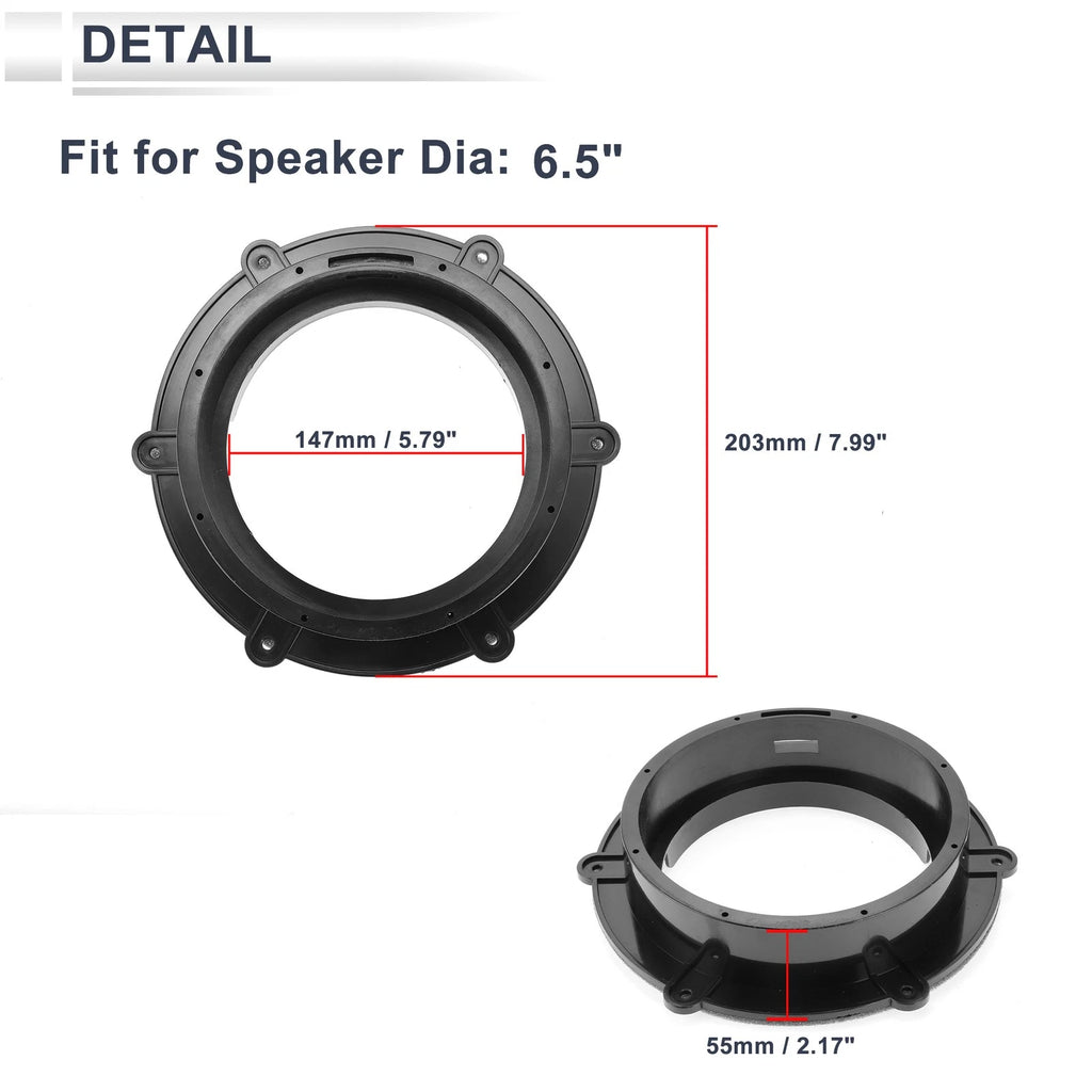 Set of 2 Speaker Spacer Rings for Volkswagen 6.5" 