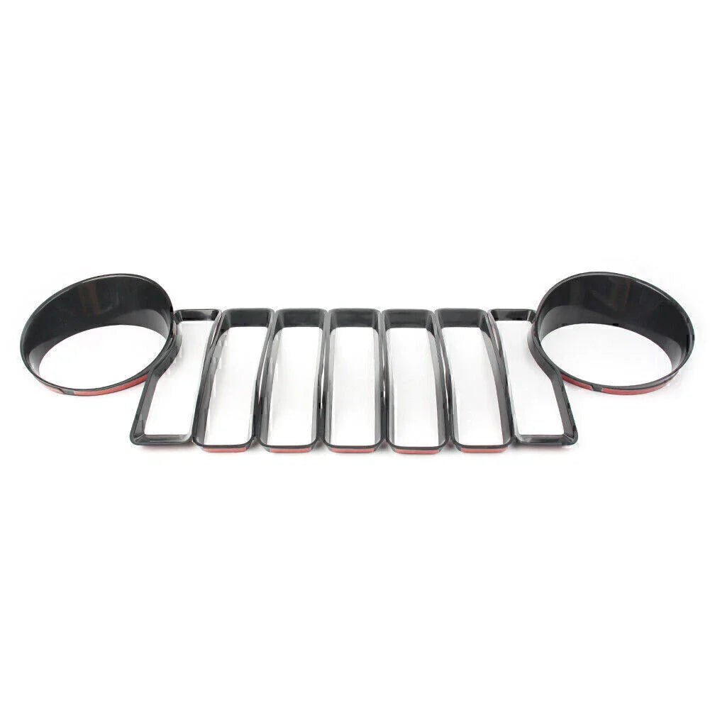 Black Front Grill Insert Headlight Trim Covers for Jeep Wrangler JL (2018)