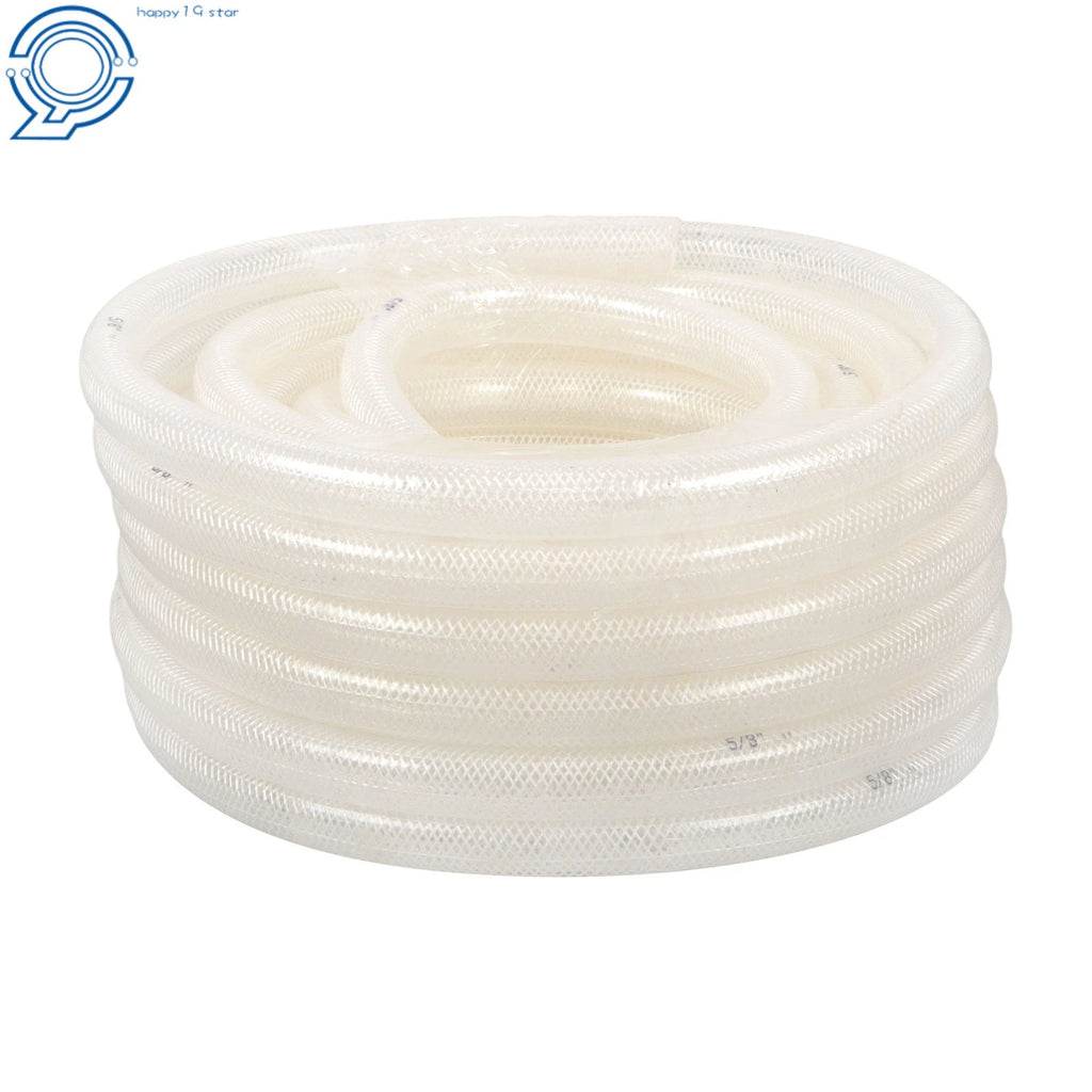 Clear Braided PVC Hose for Various Applications (50 Ft, 5/8" ID)