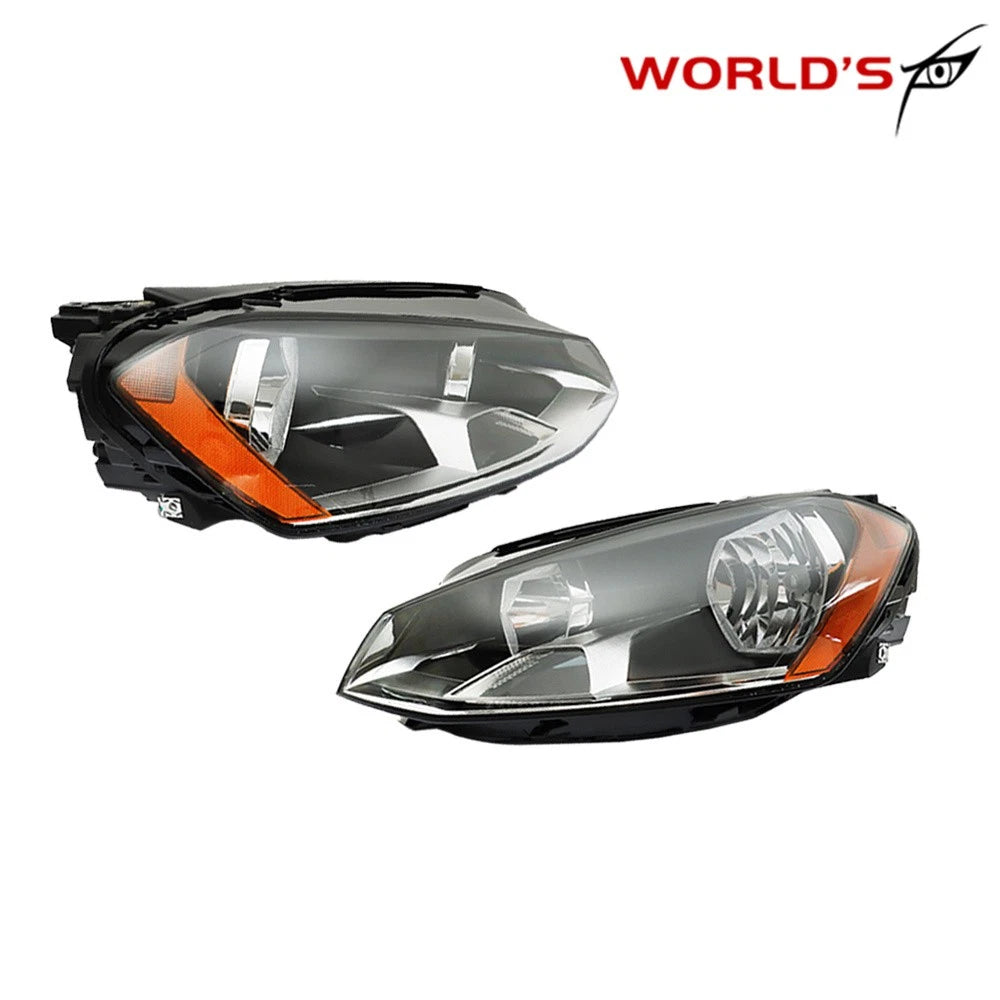 Set of 2 Halogen Headlights for Volkswagen Golf MK7 (2015–2017) Black