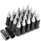 Spiked Cap Steel Silver Rim Lug + 4 Lock Nuts + Adapter M12x1.5 for