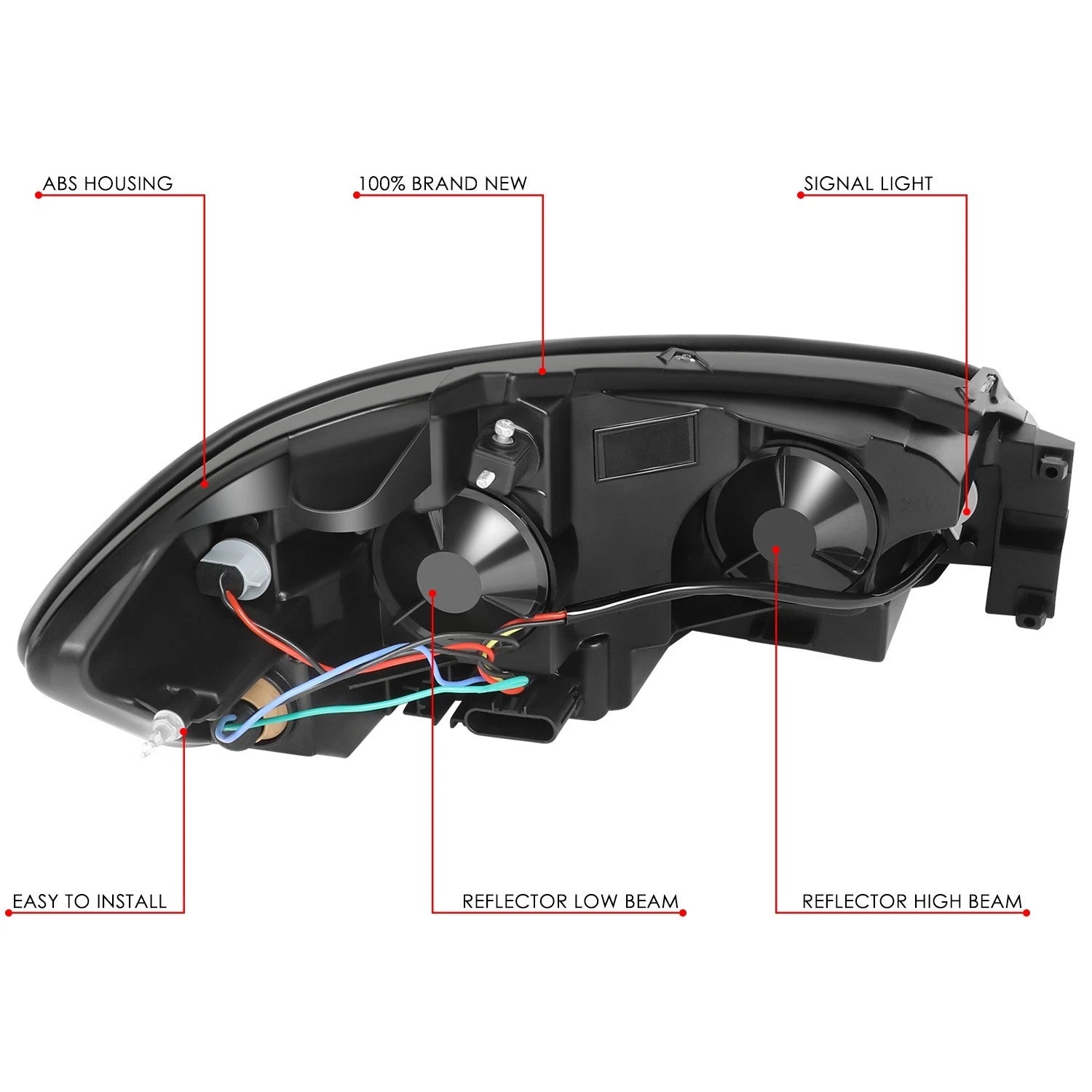 Set of 2 Smoked Housing Clear Corner Bumper Headlights for Chevy Impala (2006–2016)