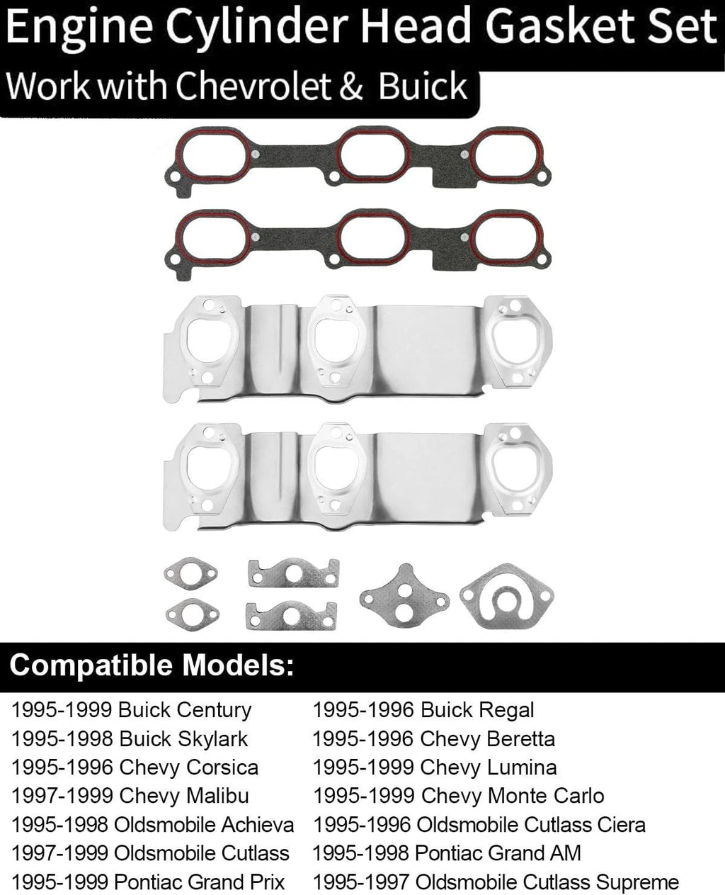 Head Gasket Set w/ Cylinder Head Bolt for Chevrolet Pontiac Buick Oldsmobile 3.1L (1990–2005)