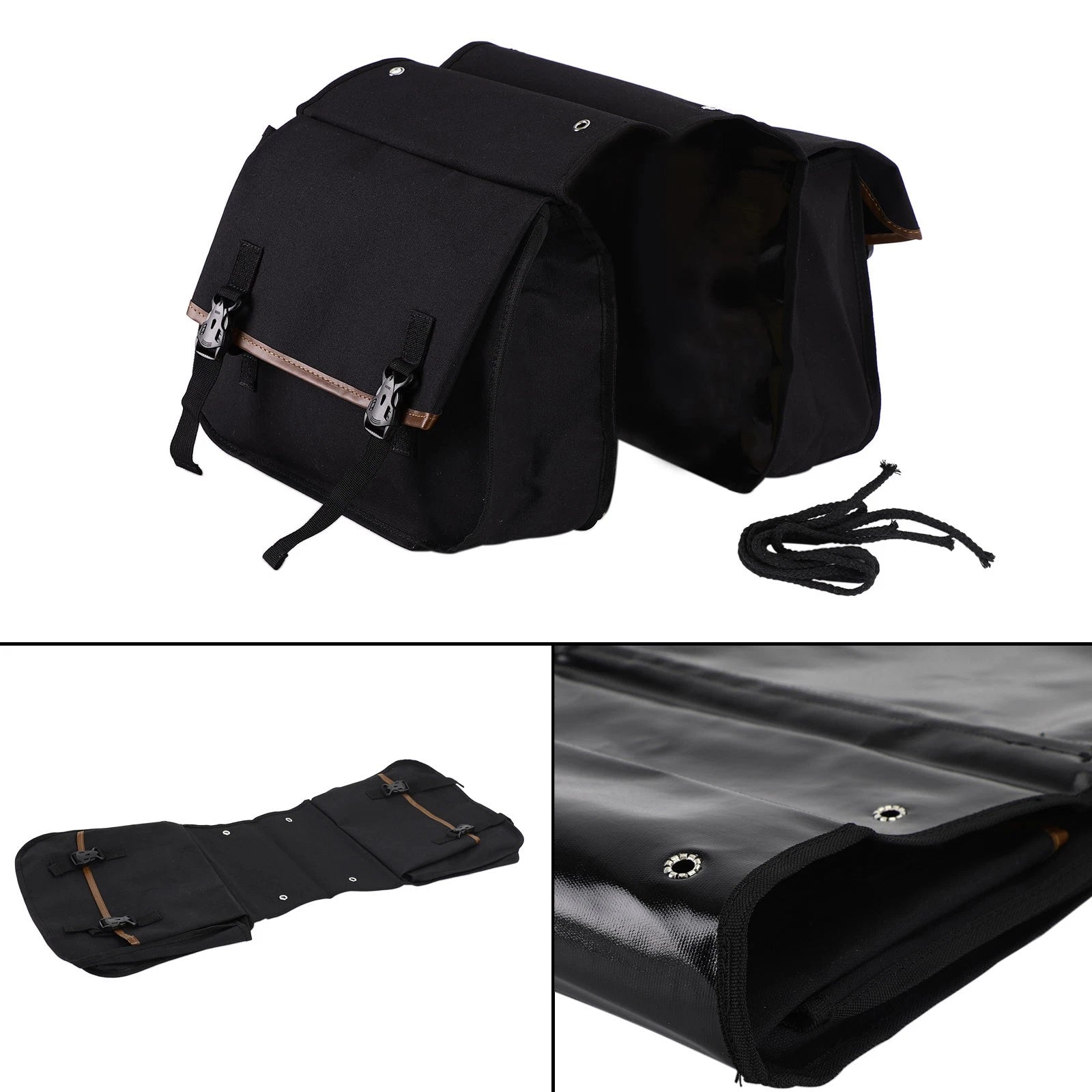 Waterproof Motorcycle Saddle Bag for Universal Fit (Black)