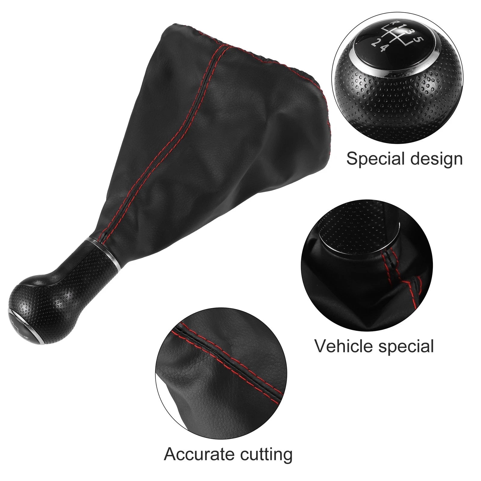 5 Speed Gear Shift Knob Boot for Volkswagen Golf IV (1998–2006) Silver Black Red