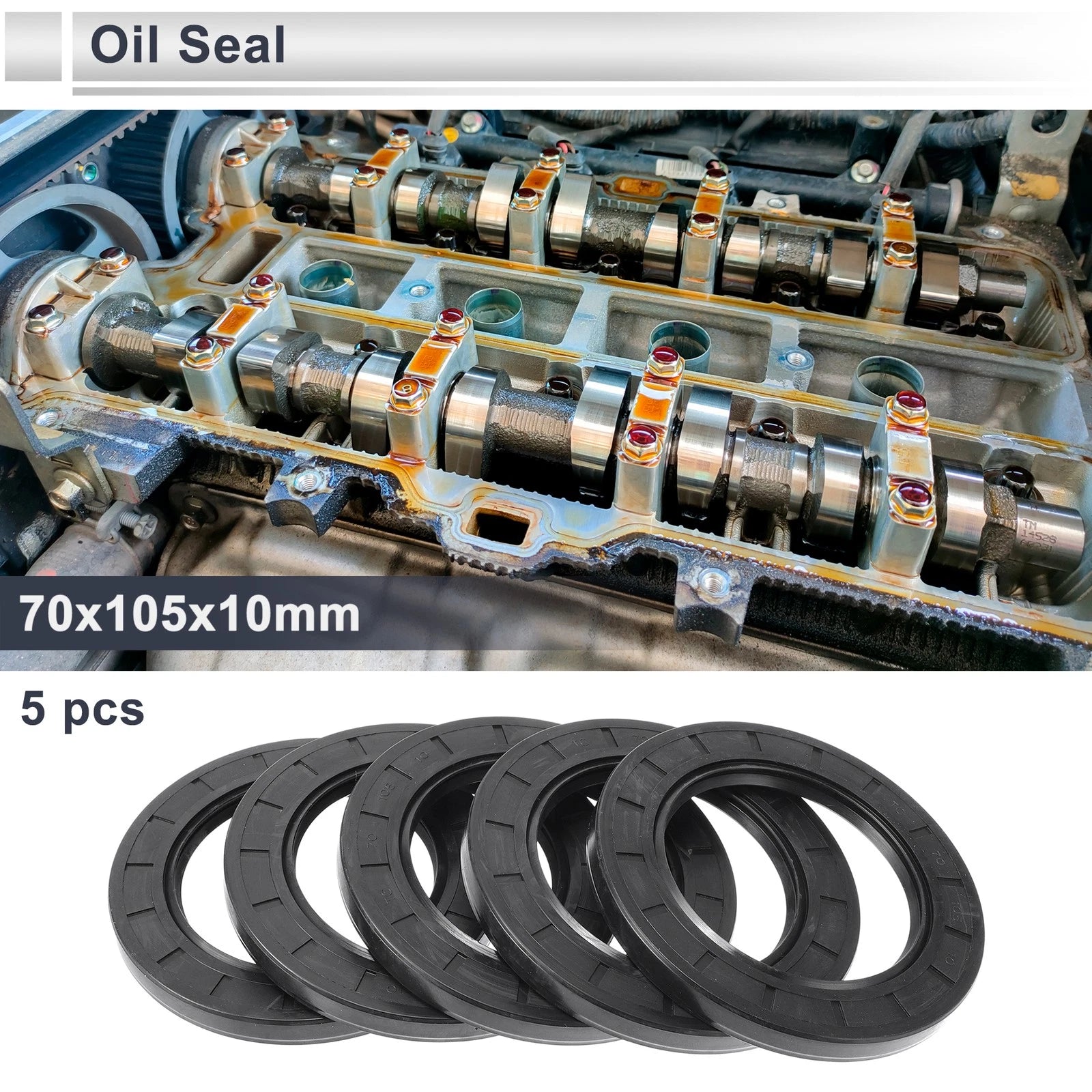 Set of 5 Oil Seal Rotary Shaft Seal for Various Models (70x105x10mm)