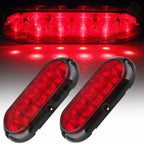2X 6" Red Oval LED Surface Mount Turn Brake Stop Tail Light for Truck Trailer RV