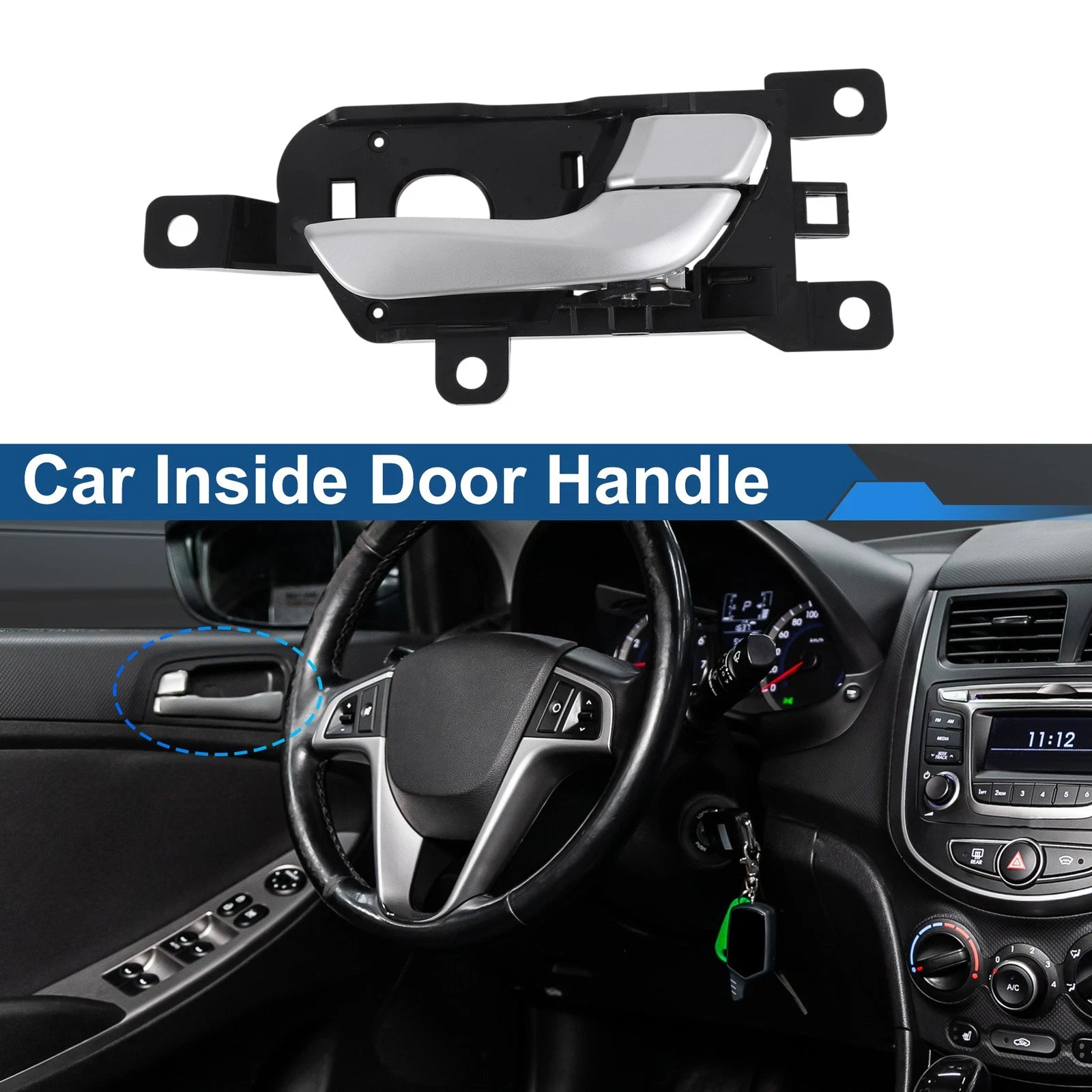 Interior Door Handle for Hyundai Santa Fe (2013–2018) No. 836202W000 Black Silver