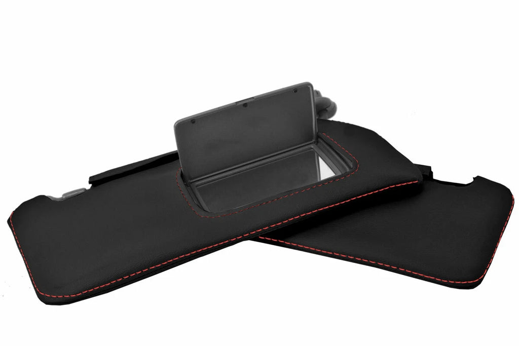 2PC Leather Sunvisors for Acura RSX (2002–2006) Black Red Stitch