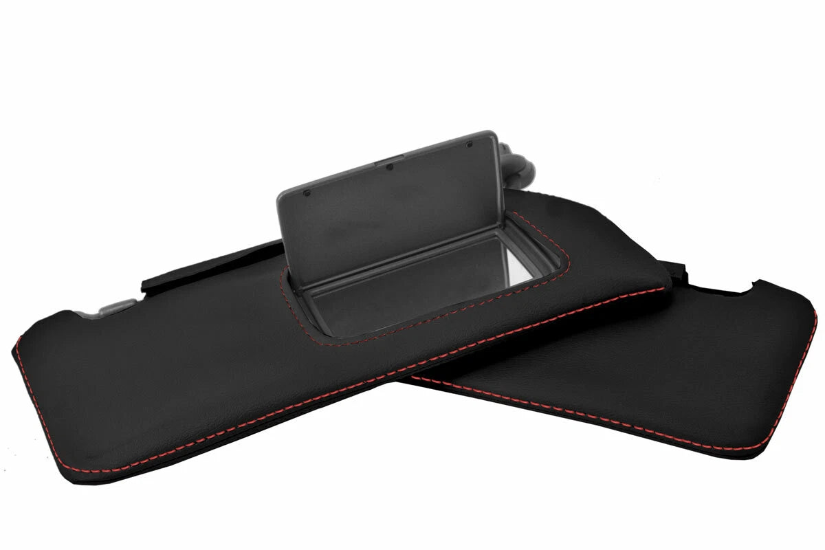 2PC Leather Sunvisors for Acura RSX (2002–2006) Black Red Stitch