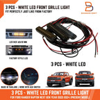 3 x White LED Front Grille Lights for Ford Ranger Raptor (2022-2025)