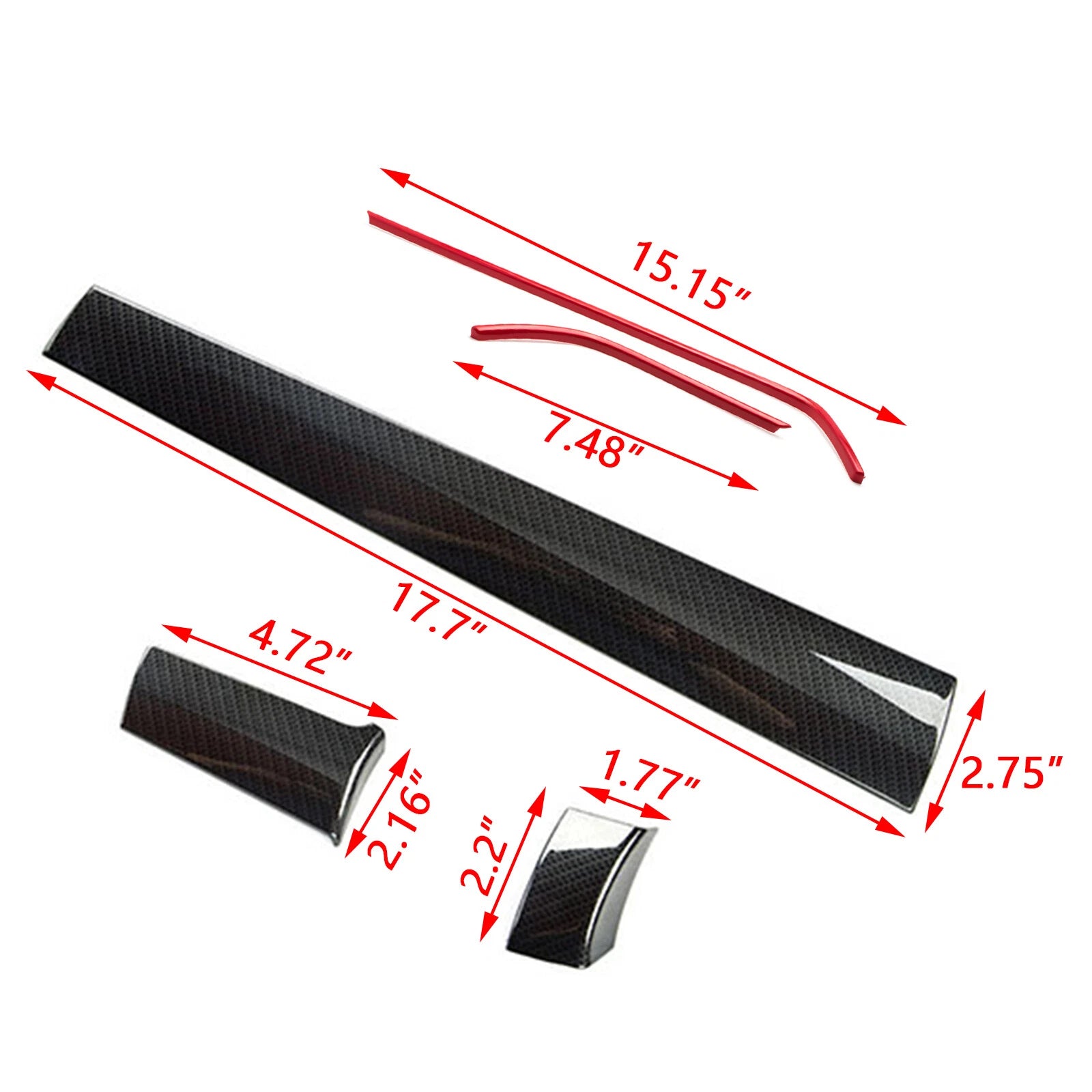 Red Black ABS Console Dashboard Frame Trim for Honda Civic 2016+ (5PC)