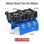 Dual Fan Motor Cooler 28/29/36mm for 1/12 1/10 1/8 1/5 Scale RC Models