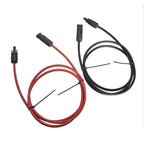 Set of 2 Black Red 12 AWG Solar Panel Extension Cables 5ft for Solar Systems