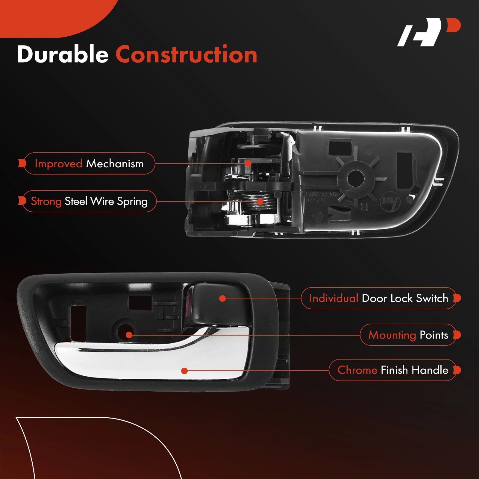 Front Right Plastic Interior Door Handle for Toyota 2002–2006