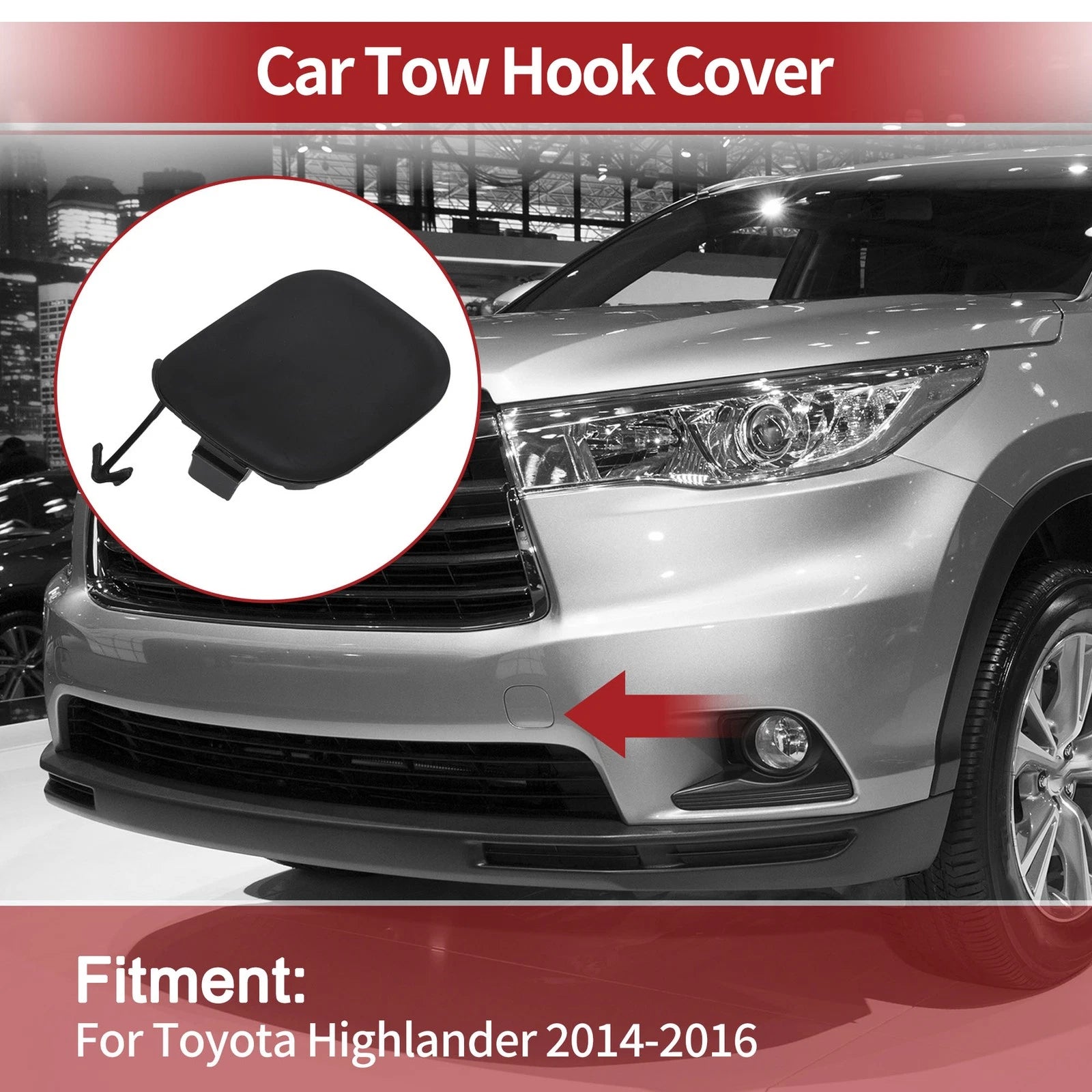 Tow Hook Cover Cap for Toyota Highlander (No. 521200E927) (2014–2019) Black