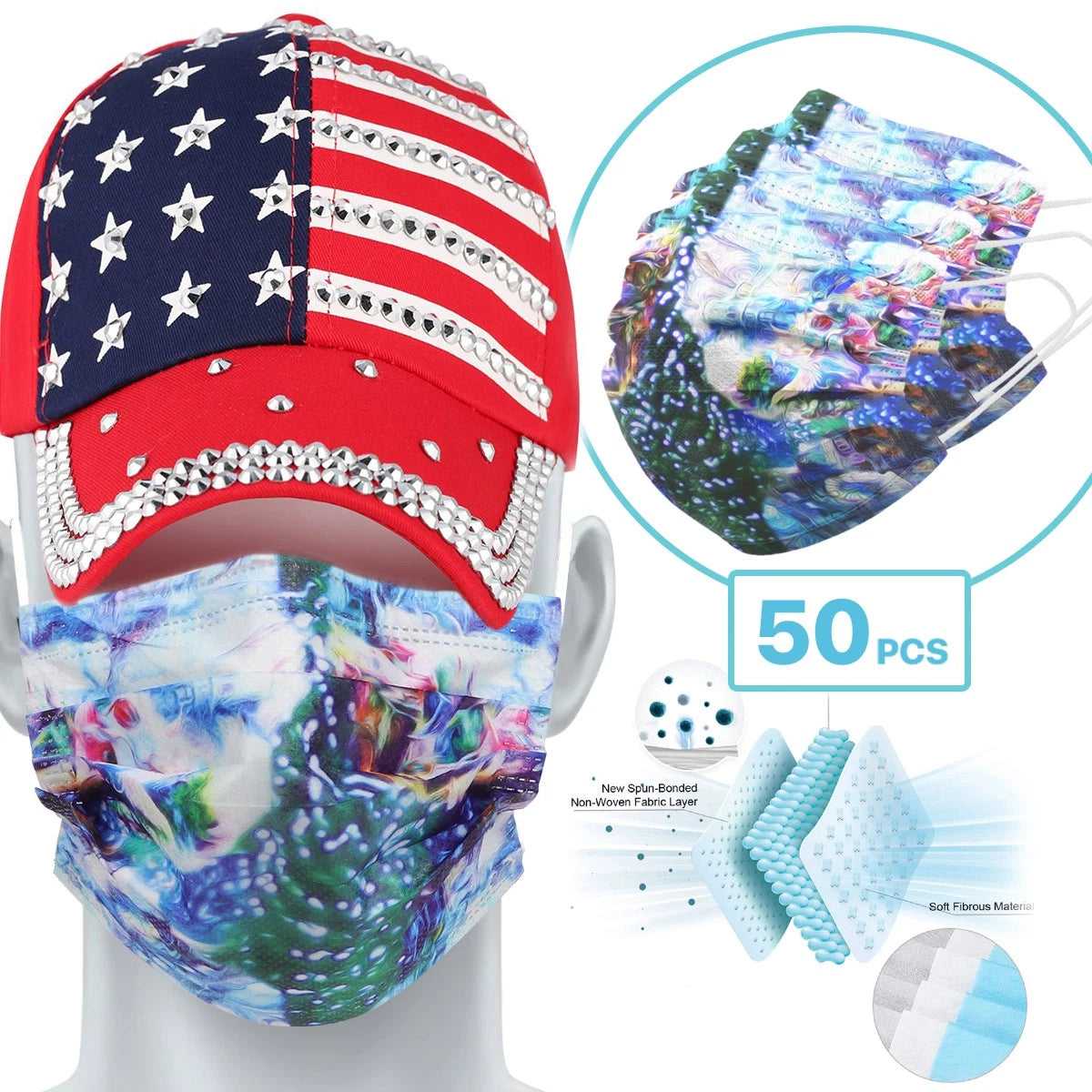 50 Pcs Disposable 3-Ply Face Mask Earloop for Kids (Space)