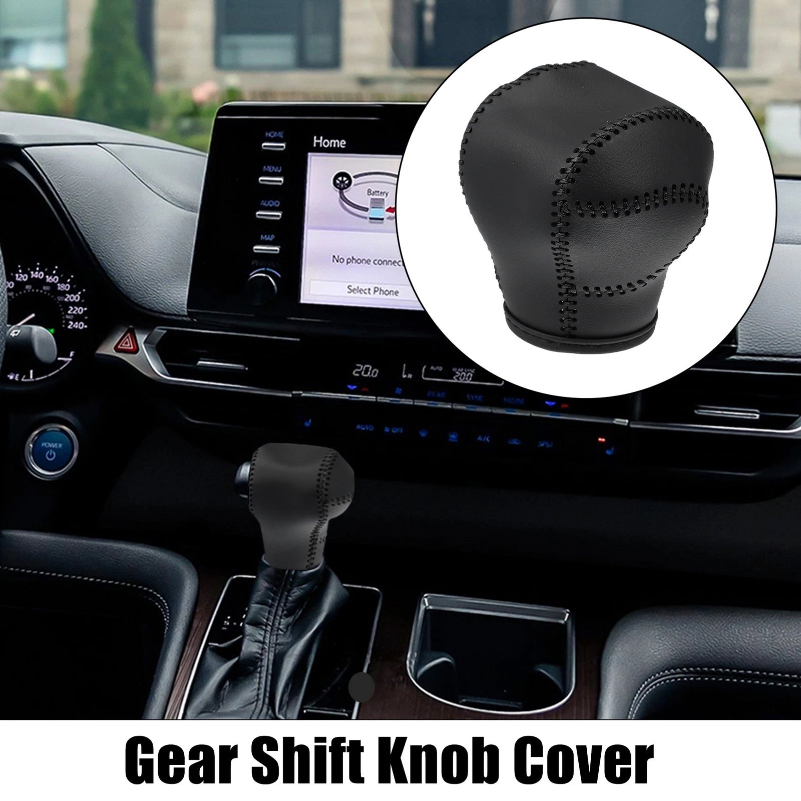 Gear Shift Knob Cover Trim for Toyota Sienna (2021–2022) w/ Black Stitches