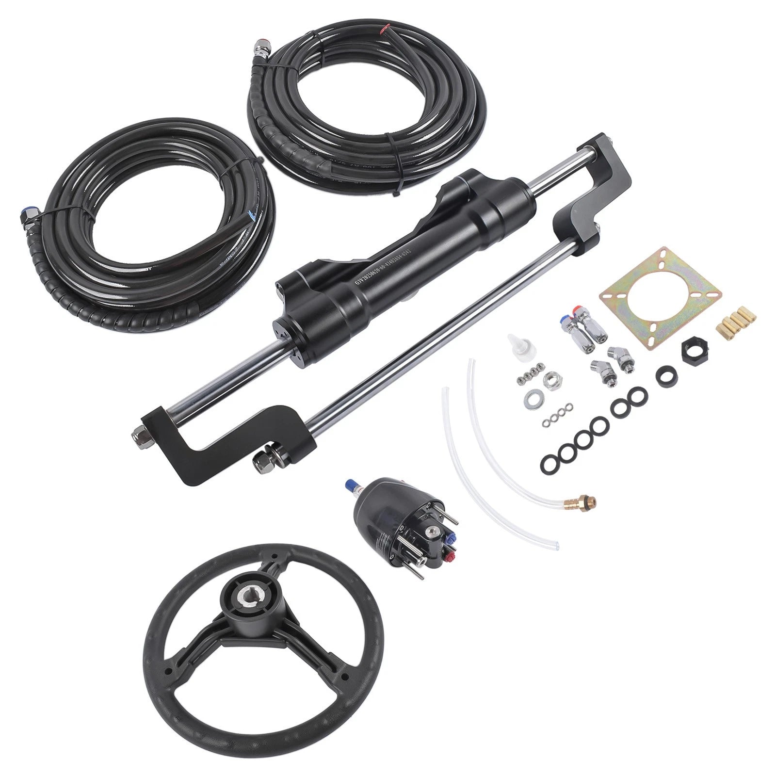 Hydraulic Outboard Boat Steering Kit for Various Models (20ft Hoses)