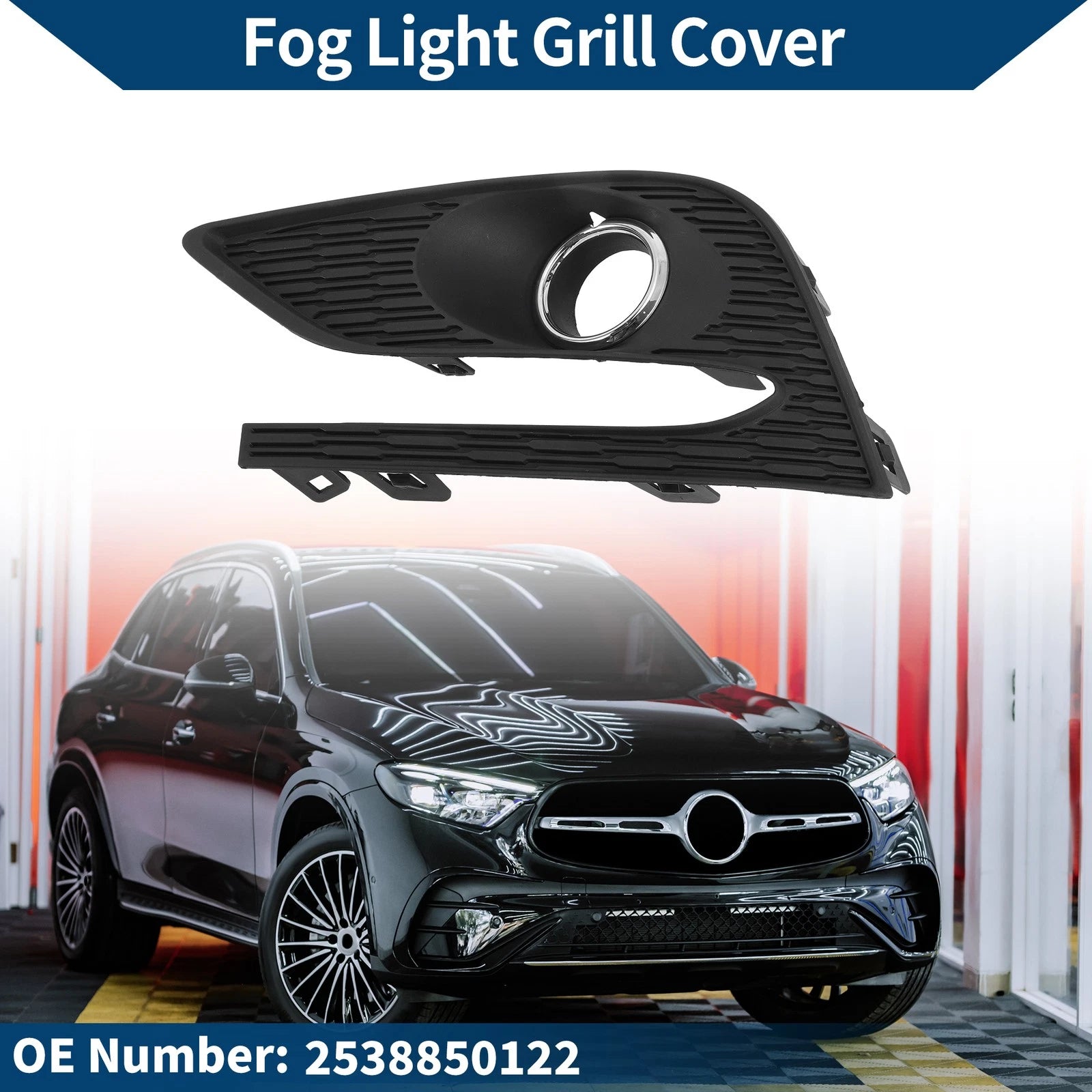 1 Pc Fog Light Grill for Mercedes-Benz GLC300 (2016–2023) No. 2538850122 Black