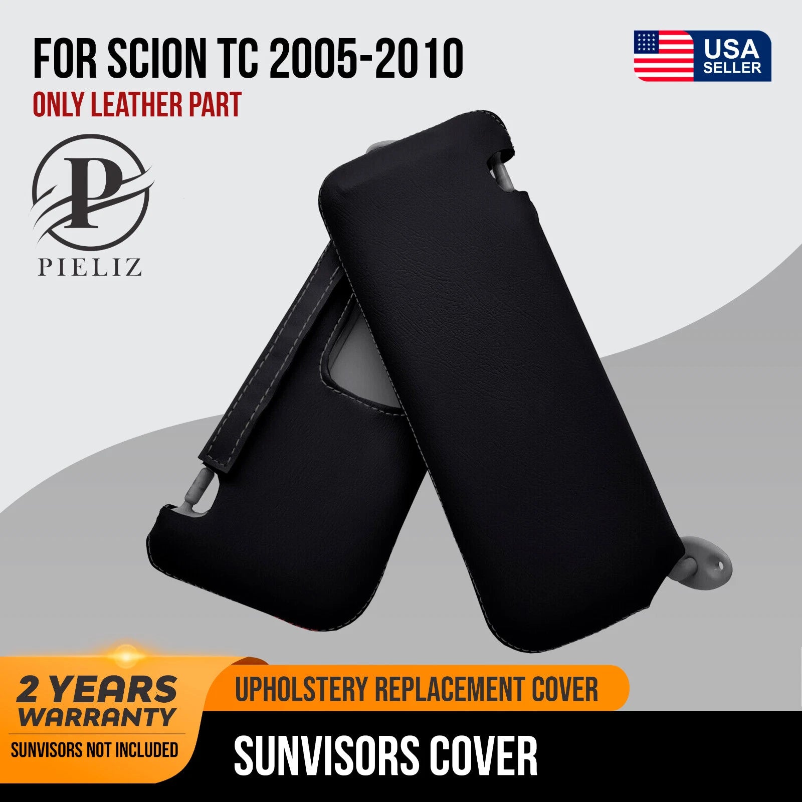 Sunvisors Cover Skin for Scion TC (2005–2010) Gray Stitch PVC Leather