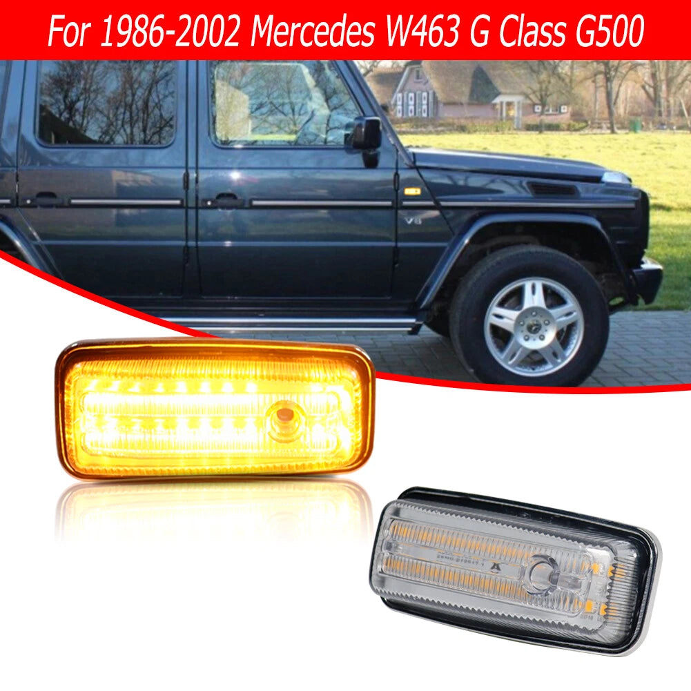 Sequential Amber LED Front Side Marker Lights for Mercedes-Benz G-Class (1986–2002)