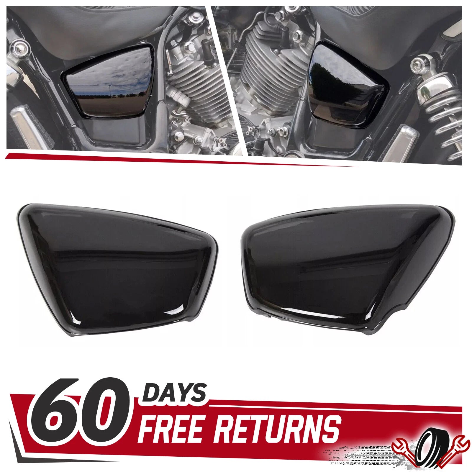 Left & Right Battery Side Covers for Yamaha XV Virago (1984–2000)