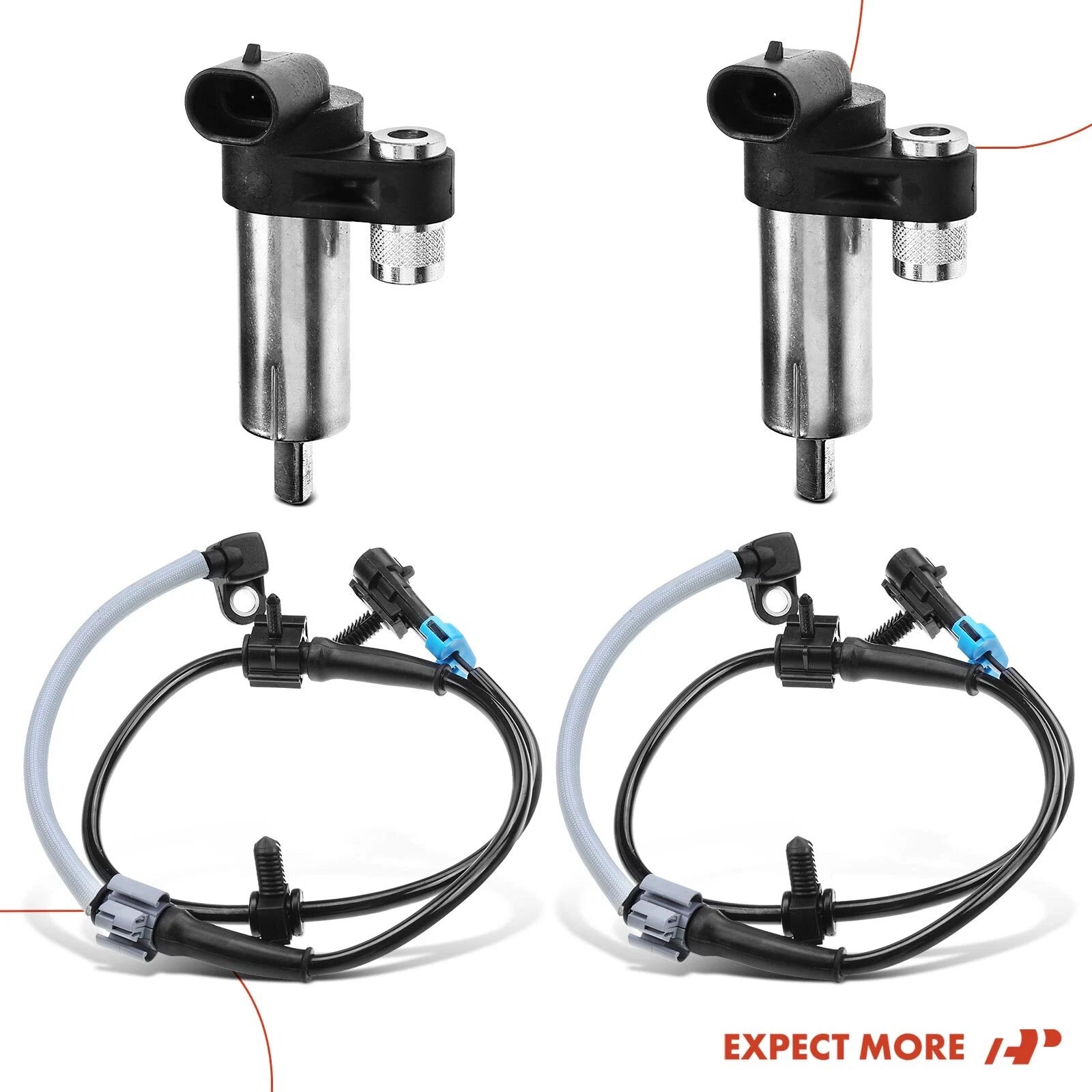 Set of 4 ABS Wheel Speed Sensors for Chevy Express Savana 3500 (2003–2023)